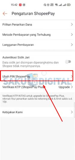 4 Pilih Ubah PIN ShopeePay